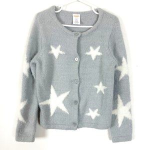 Gymboree Grey Long Sleeve Star Print Button Front Sweater Size Small (5-6)